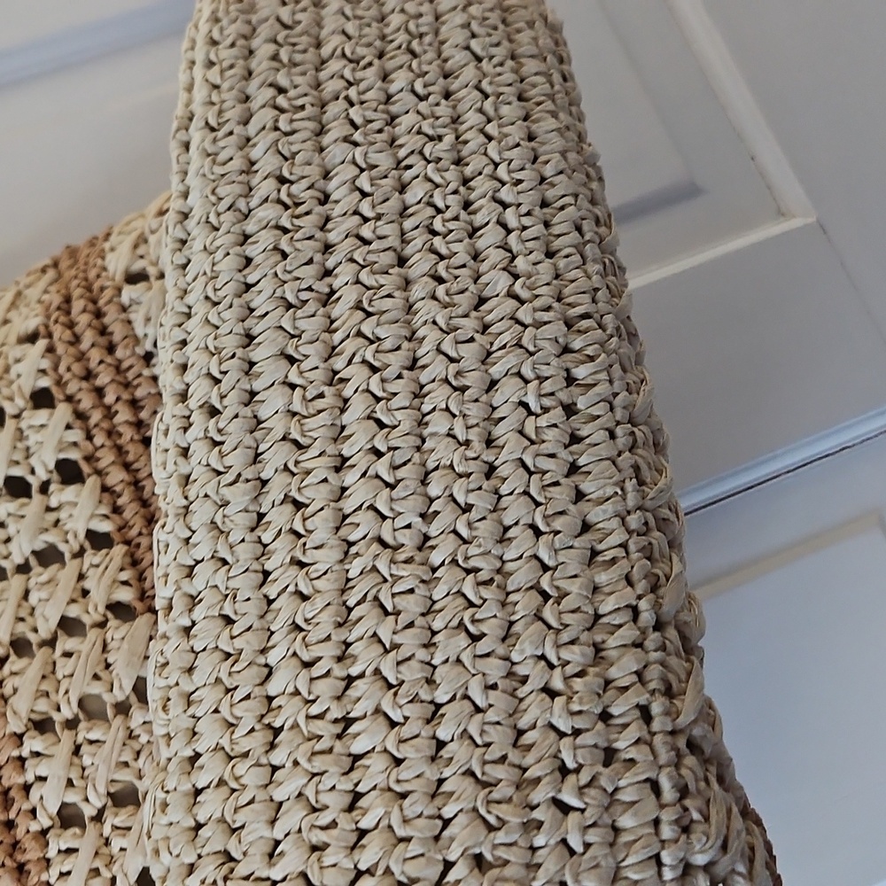 Nordstrom Raffia Tote Bag - Cream and Brown - Picture 5 of 6